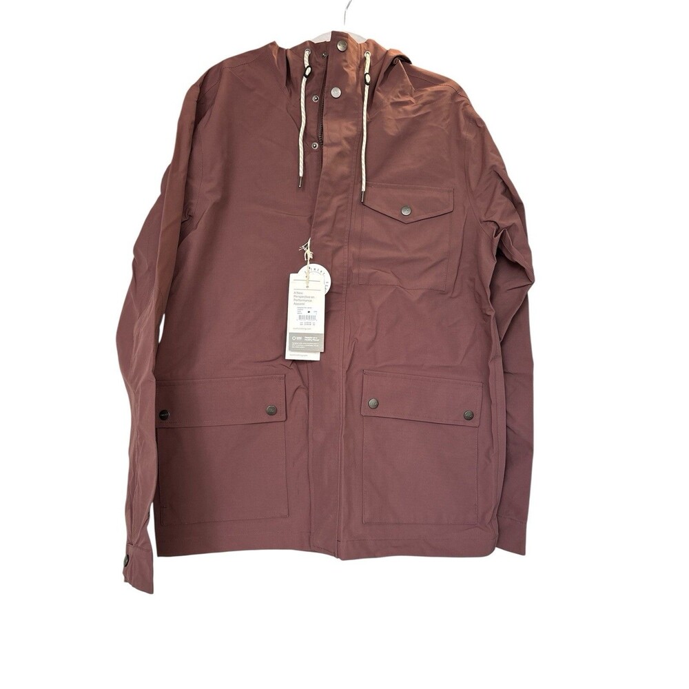 Vuori Men’s Palisades Rain Water-proof Hooded Jacket Chestnut Brown Sz Large New